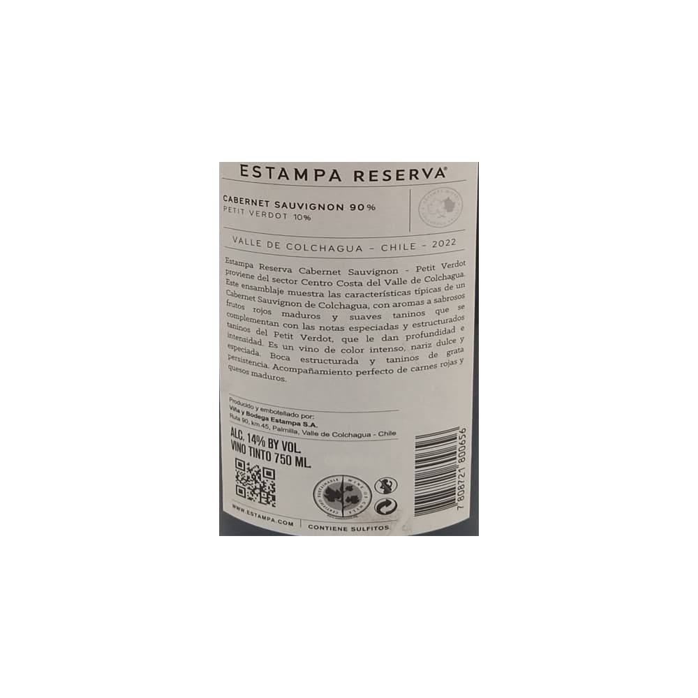 Vino tinto Cabernet Sauvignon - Petit Verdot Estampa Reserva (750 ml) - Miniatura 3