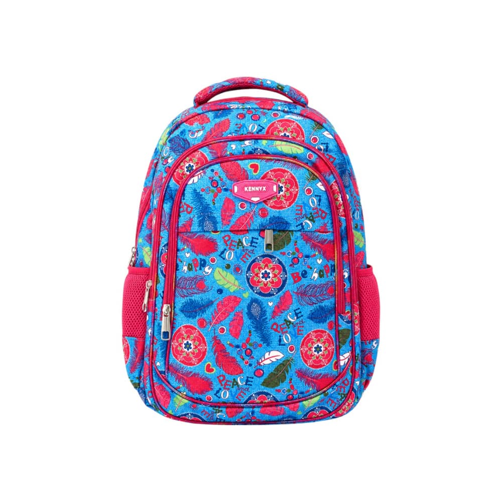 Mochila rosada de fondo estampado color azul Kennyx - Miniatura 1
