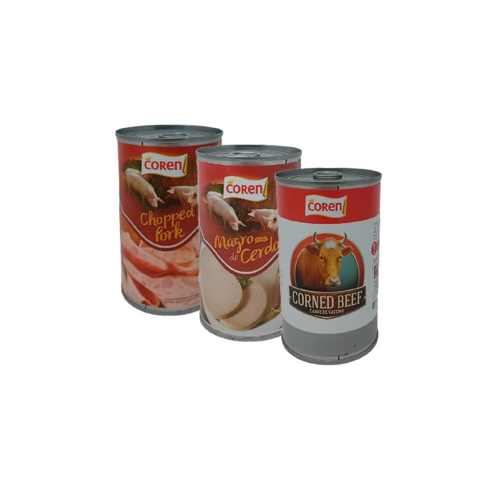 Corte de cerdo enlatado + Fiambre de magro de cerdo + Carne de res enlatada - Imagen 1