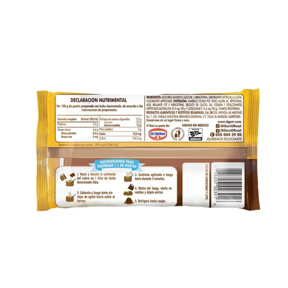 Polvo para preparar flan sabor cajeta D'Gari (115 g / 4 oz) - Miniatura 2