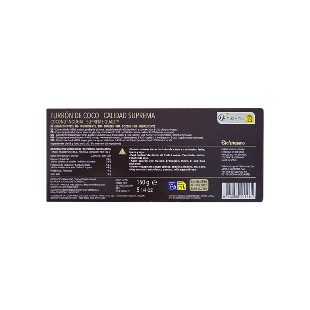 Turrón de coco El Artesano (150 g / 5.29 oz) - Miniatura 3