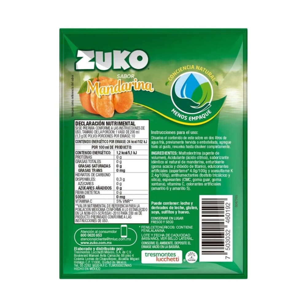 Refresco instantáneo sabor mandarina Zuko (8 x 13 g) - Miniatura 2