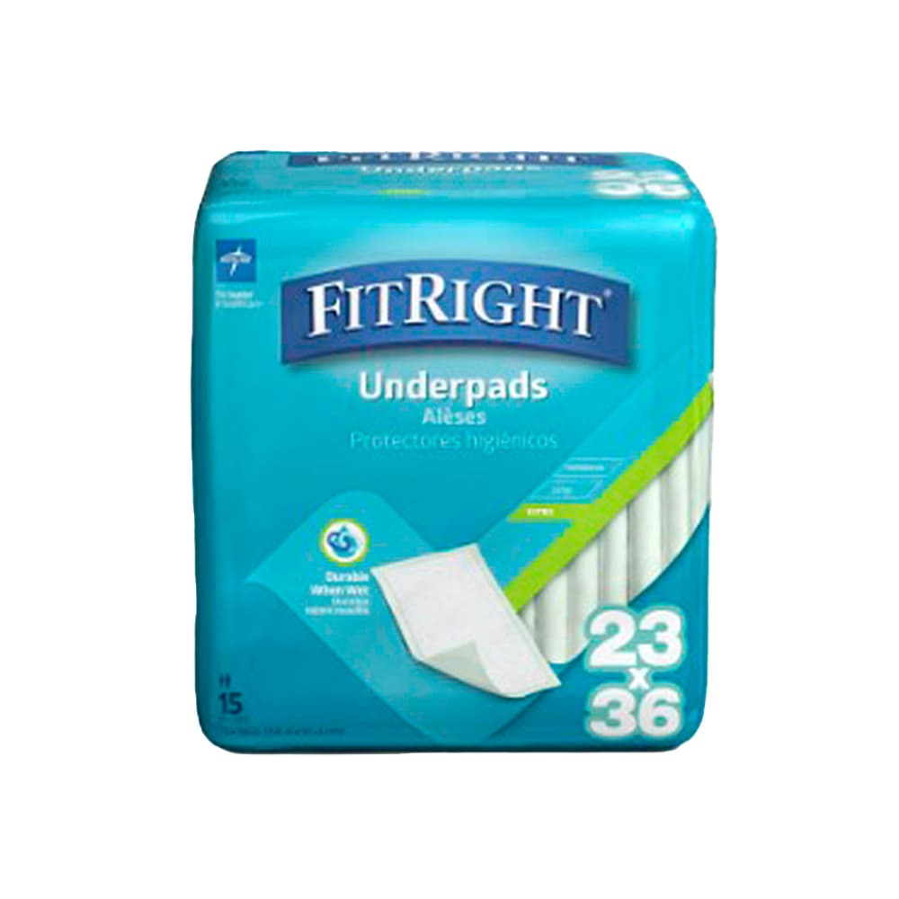 Pañales de cama de absorción moderada 23" x 36" Fit Right (15 u) - Imagen 1
