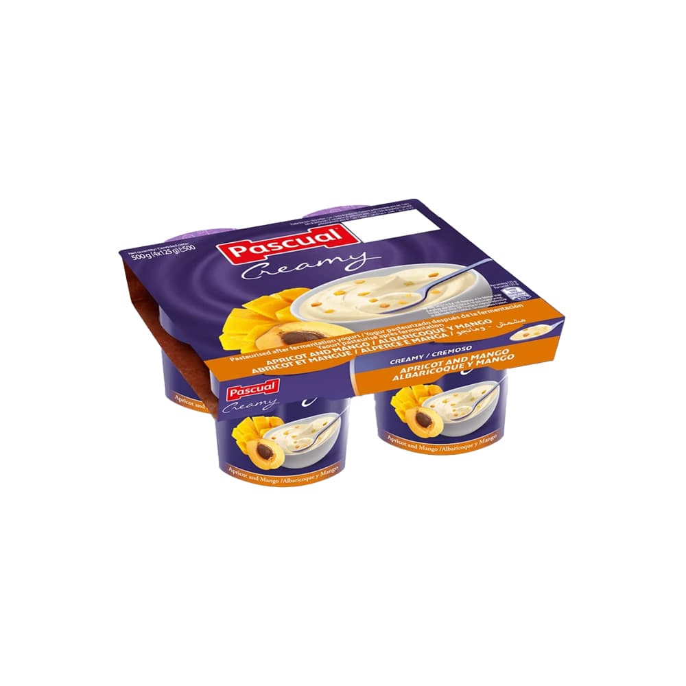 Yogurt cremoso de albaricoque y mango Pascual (4 x 125 g / 4.41 oz) - Miniatura 1
