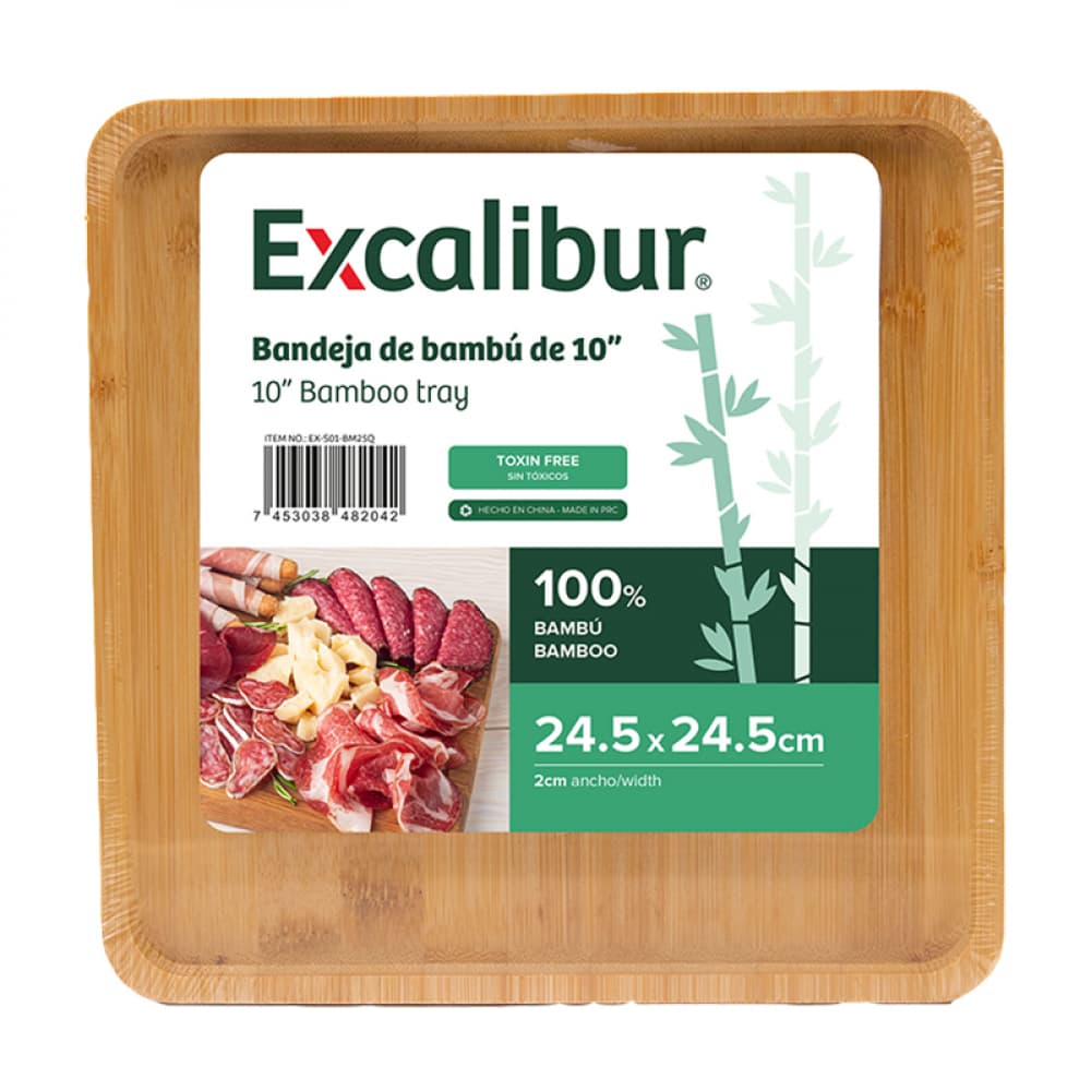 Bandeja de bambú para servir alimentos 10” Excalibur - Imagen 1