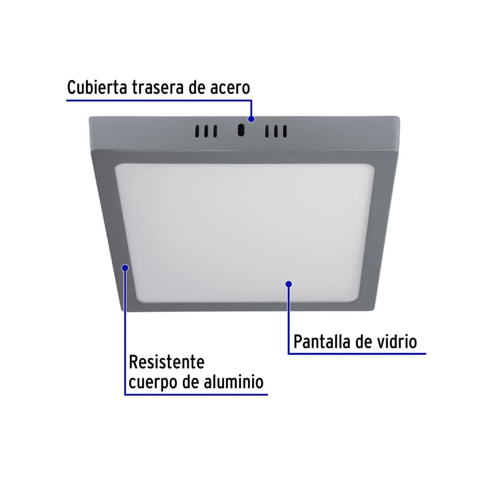 Luminario cuadrado gris LED 18 W Volteck PLA-220L - Miniatura 2