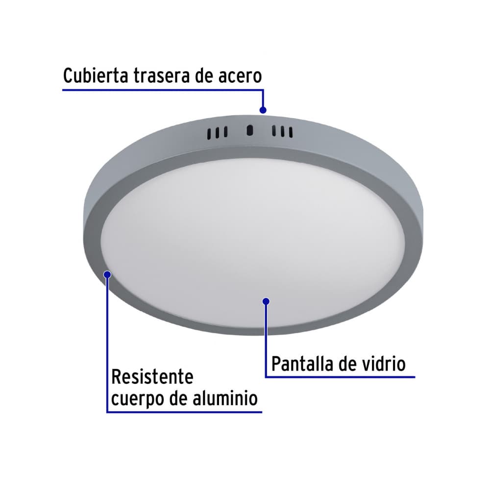 Luminario redondo gris LED 24 W Volteck PLA-217L - Miniatura 2