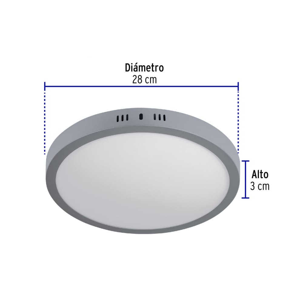 Luminario redondo gris LED 24 W Volteck PLA-217L - Miniatura 3