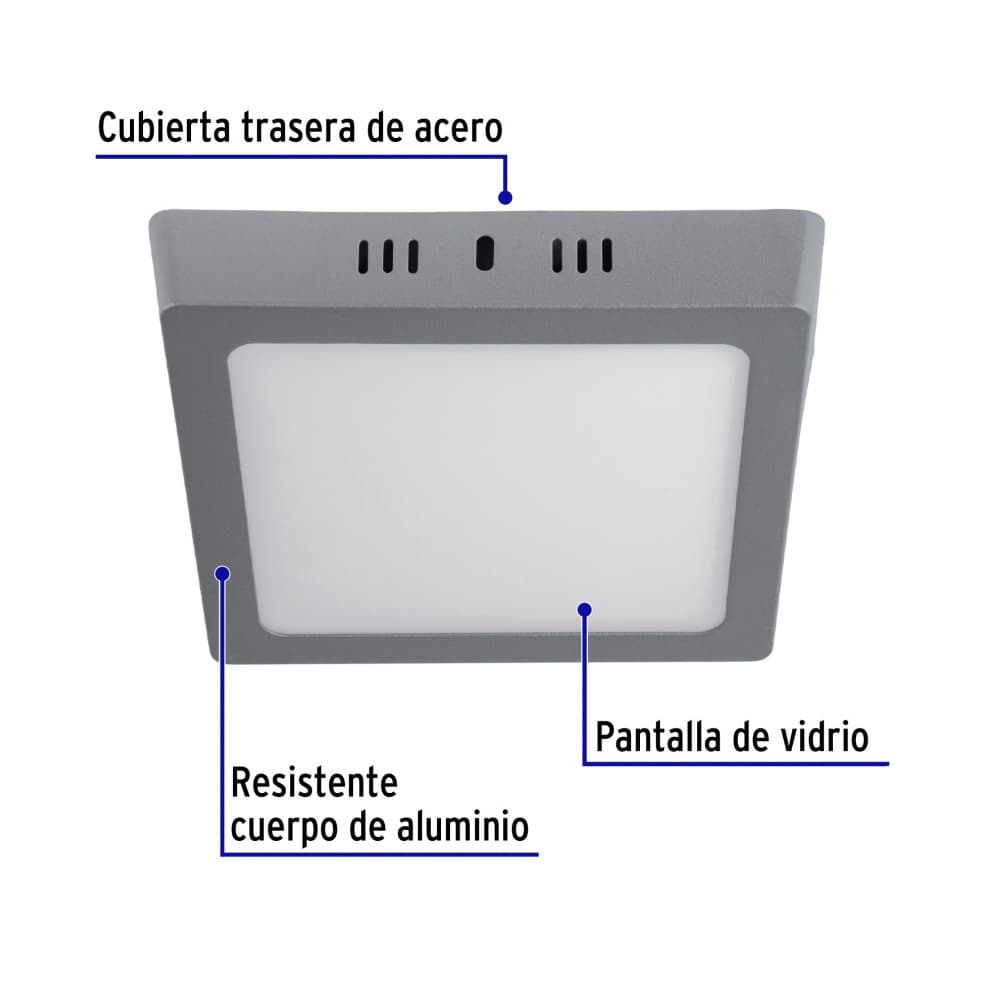 Luminario cuadrado gris LED 12 W Volteck PLA-219L - Miniatura 2