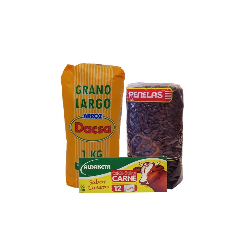 Arroz largo + Frijol colorado + Caldo sabor carne en pastilla - Imagen 1