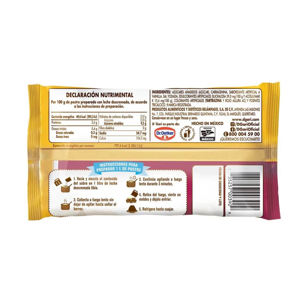 Flan sabor vainilla D'Gari (115 g / 4.06 oz) - Miniatura 2