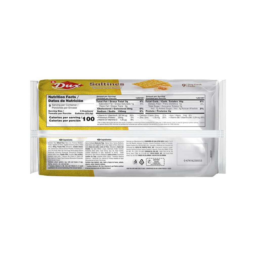 Galletas saladas sabor queso y mantequilla Saltines Dux Noel (9 x 22.5 g) - Miniatura 2