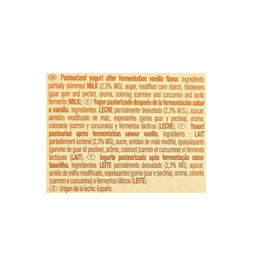Yogur pasteurizado sabor a vainilla Yogu+ Feiraco (4 x 125 g / 4.40 oz) - Miniatura 3