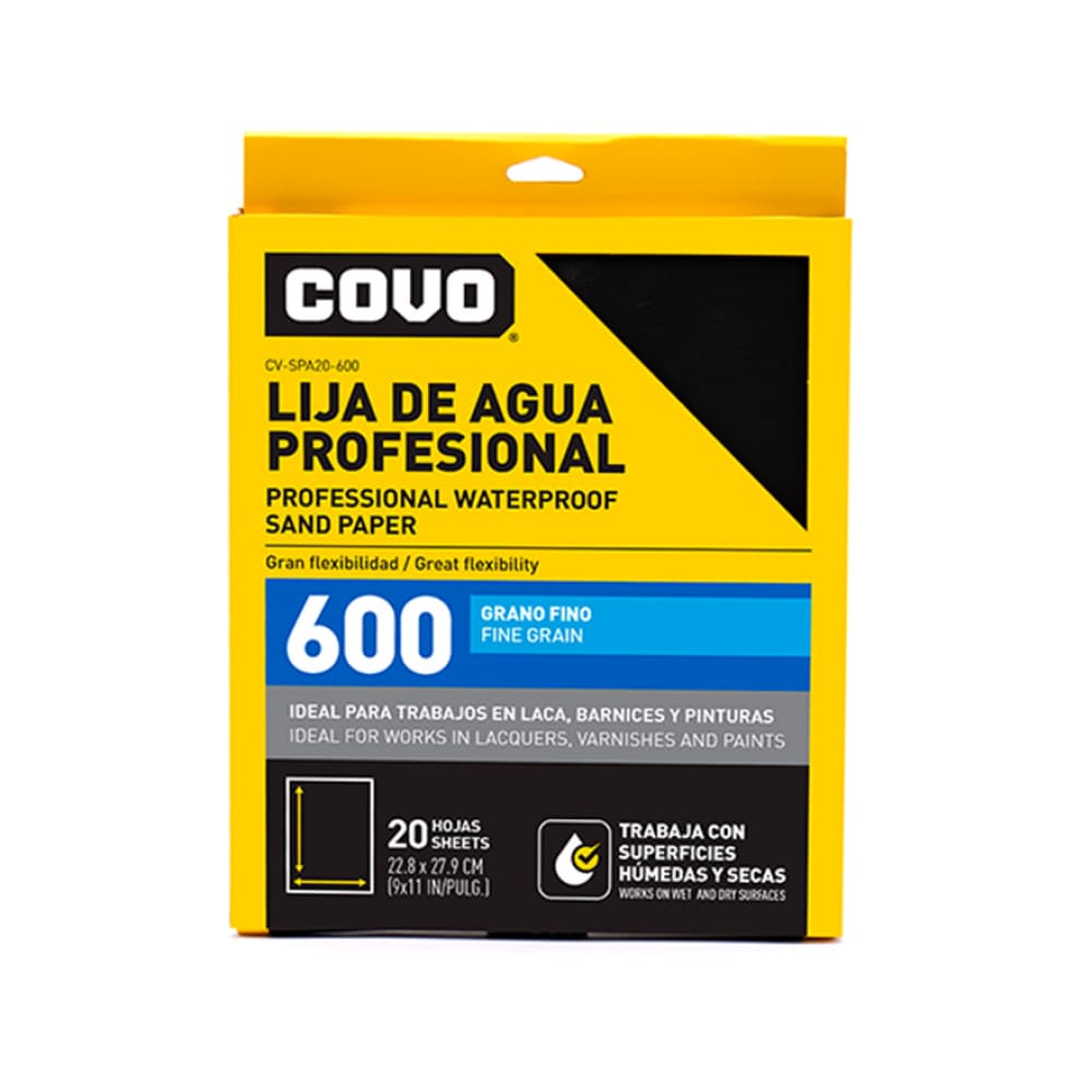 Set de 20 lijas de agua profesional grano fino 600 Covo - Imagen 1