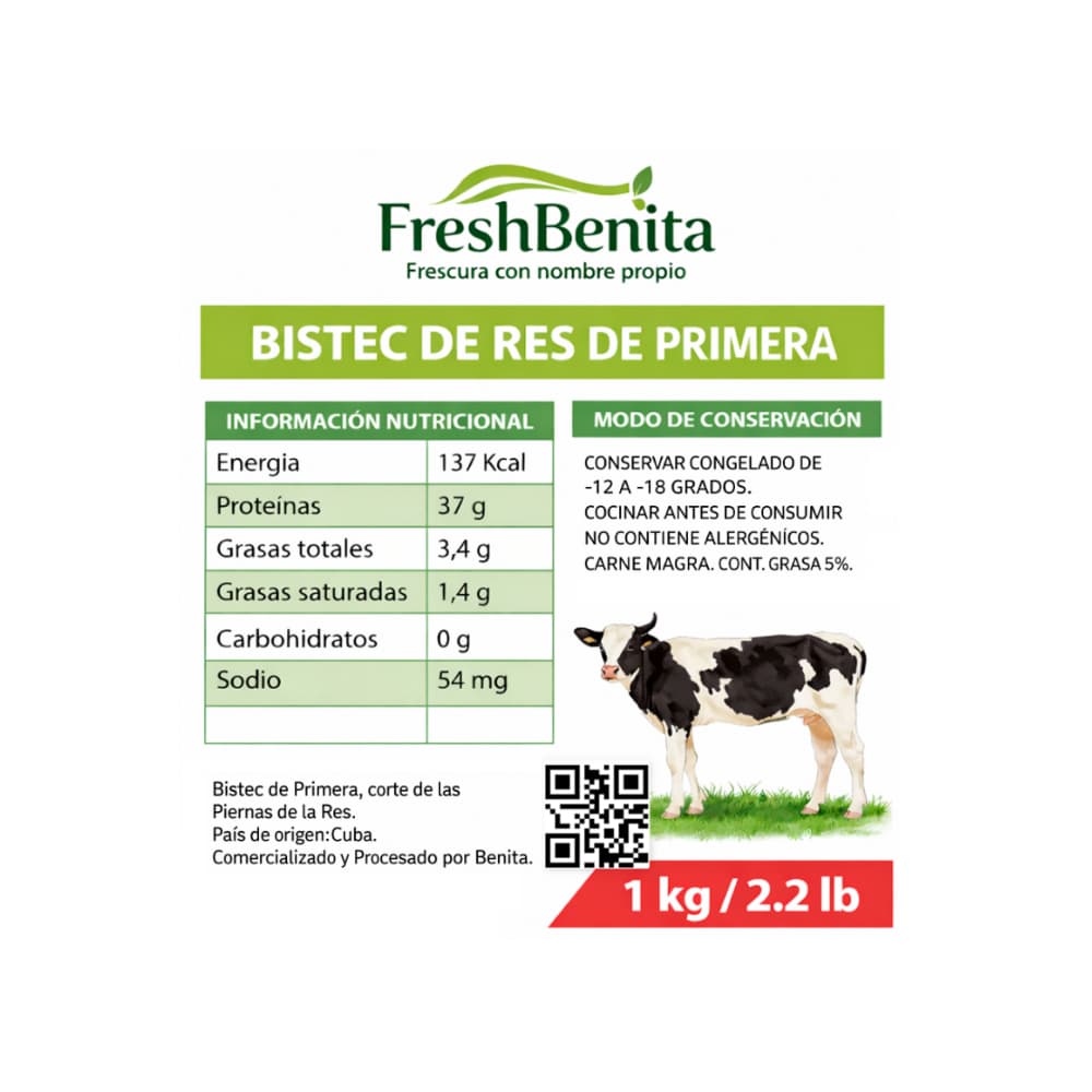 Bistec de res de primera FreshBenita (1 kg / 2.2 lb) - Miniatura 2
