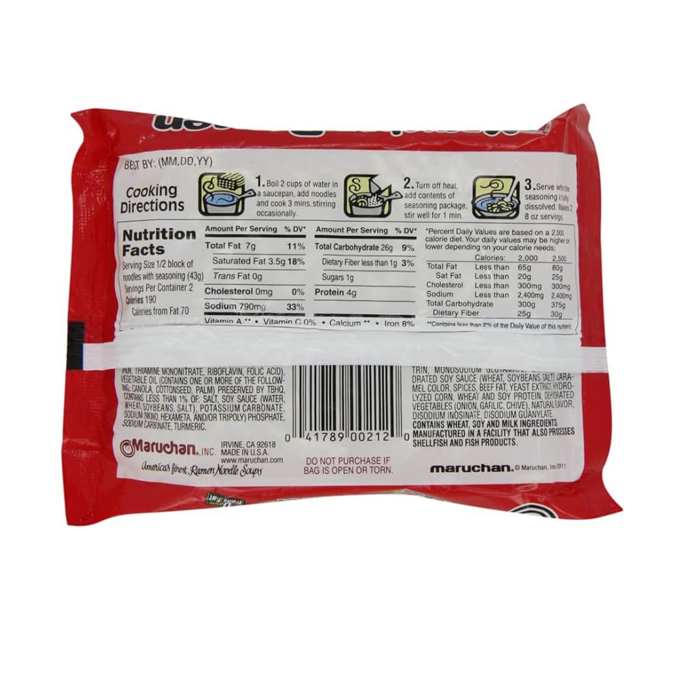 Sopa instantánea de fideos sabor carne de res Maruchan (85 g / 2.99 oz) - Miniatura 2