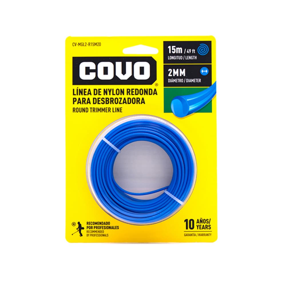 Línea de nylon redonda para desmalezadora de 2 mm x 15 m. Desbrozadora o cortadora de grama Covo - Imagen 1