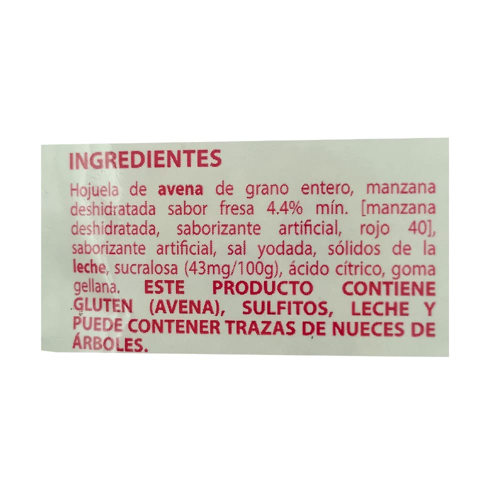 Avena integral instantánea sin azúcar sabor fresa con crema Granvita (35 g / 1.23 oz) - Miniatura 3