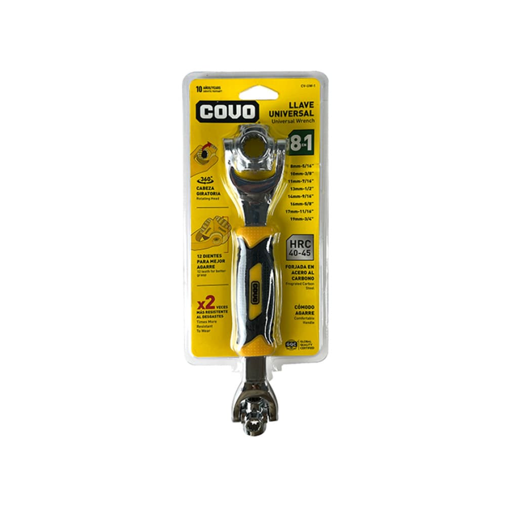 Llave inglesa universal profesional 8 en 1 giratoria de 360º Covo - Imagen 1