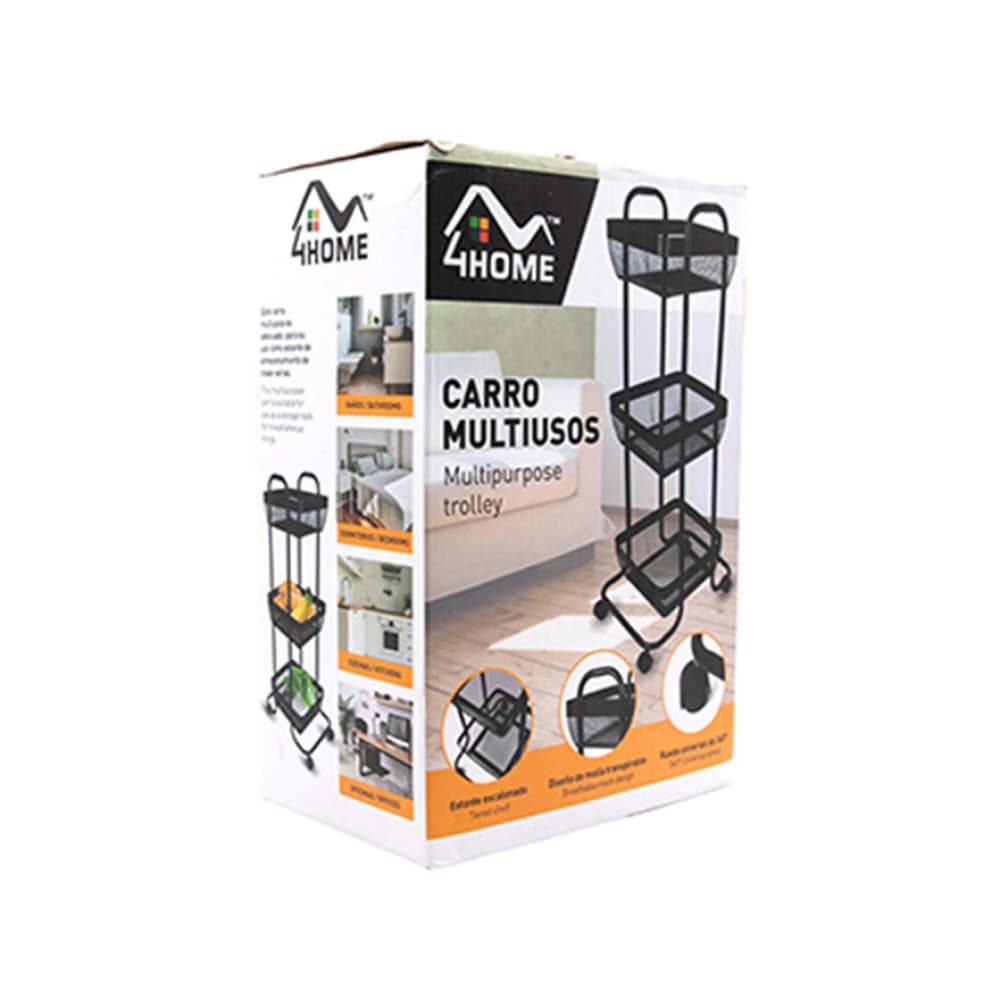 Anaquel organizador multiuso estructural de metal de 3 niveles con ruedas 4Home - Miniatura 2