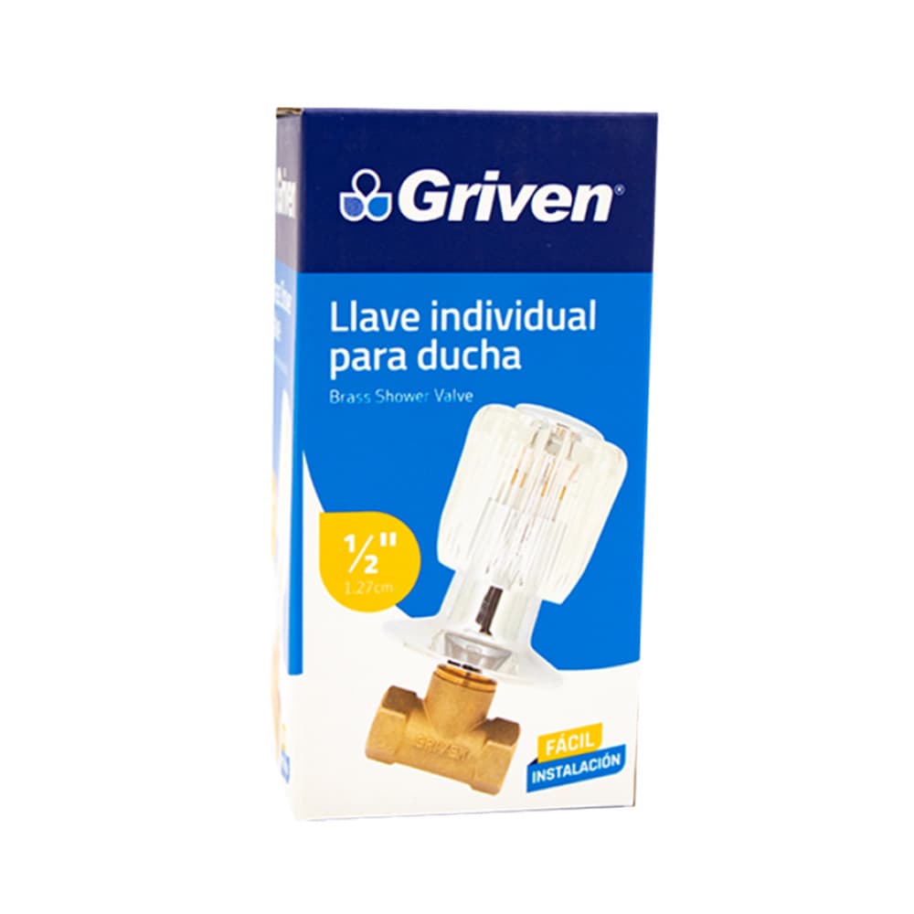 Llave individual de 1/2'' para empotrar con maneral de acrílico Griven - Imagen 1