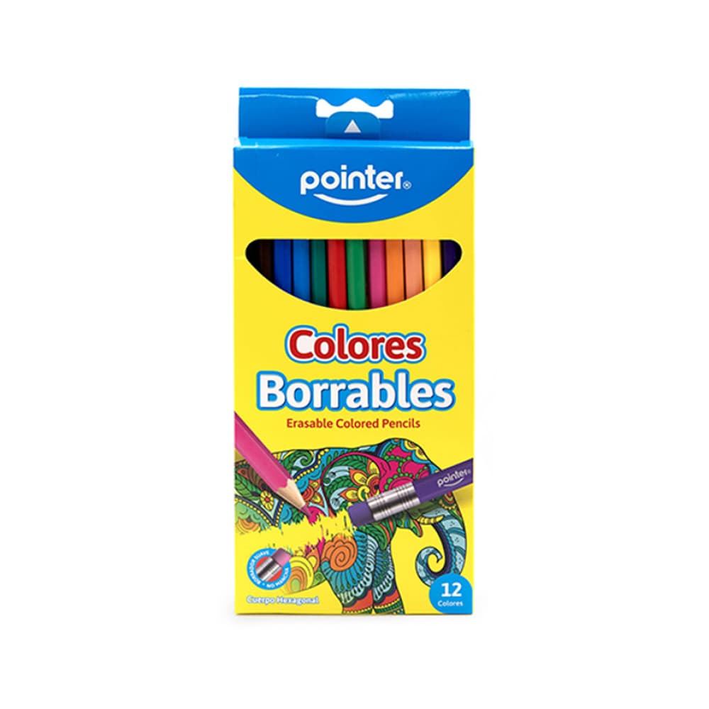 Juego de 12 lápices de colores borrables Pointer - Imagen 1