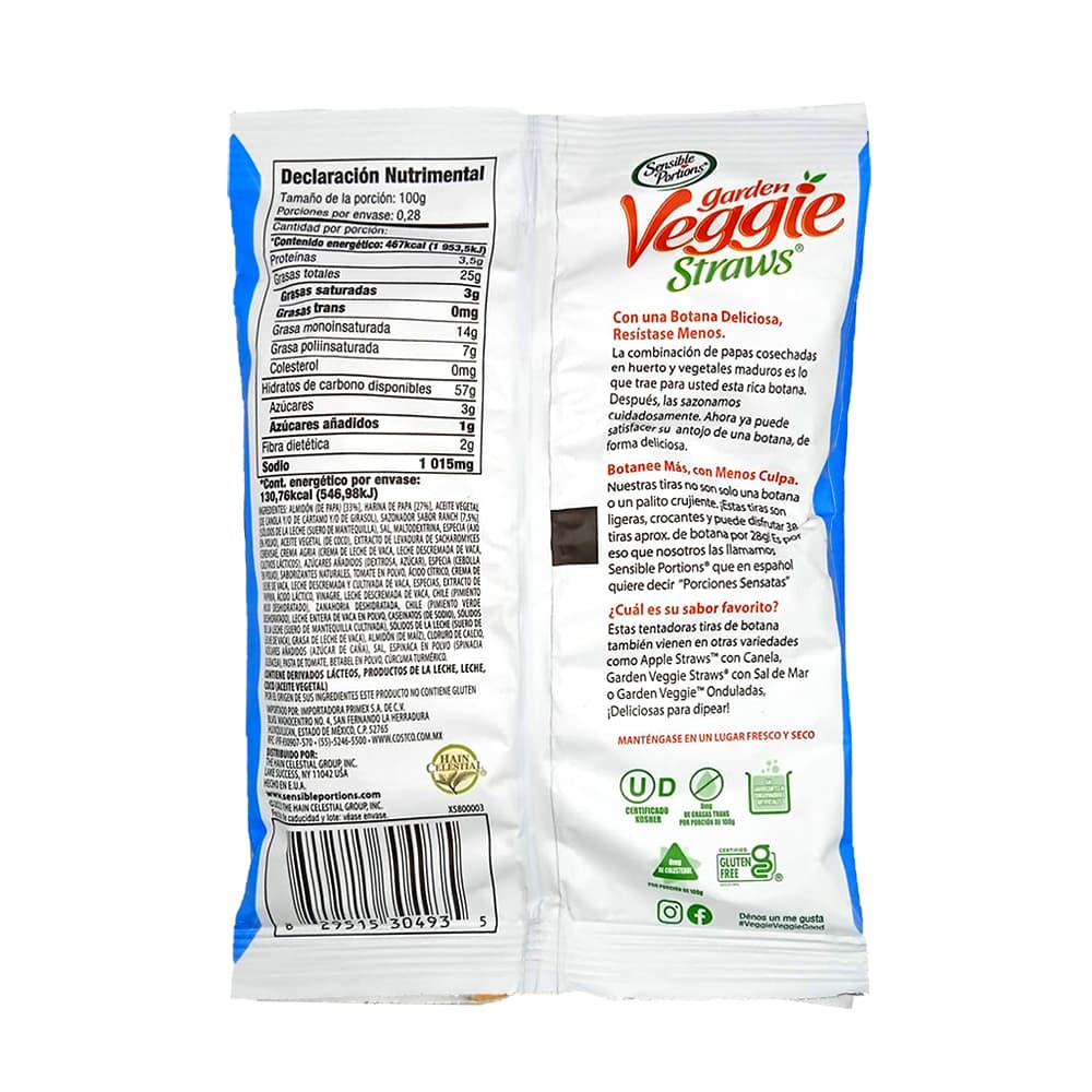Botana sabor ranch Straws Garden Veggie (28 g) - Miniatura 2