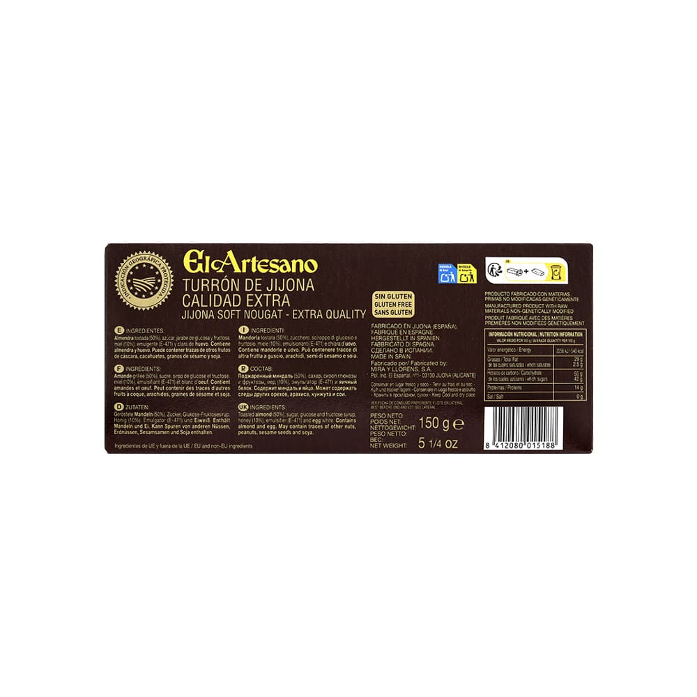 Turrón de Jijona calidad extra El Artesano (150 g / 5.29 oz) - Miniatura 2