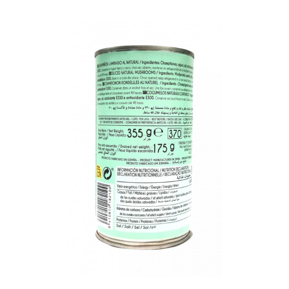 Champiñón laminado al natural Mocitos (350 g / 12.34 oz) - Miniatura 2
