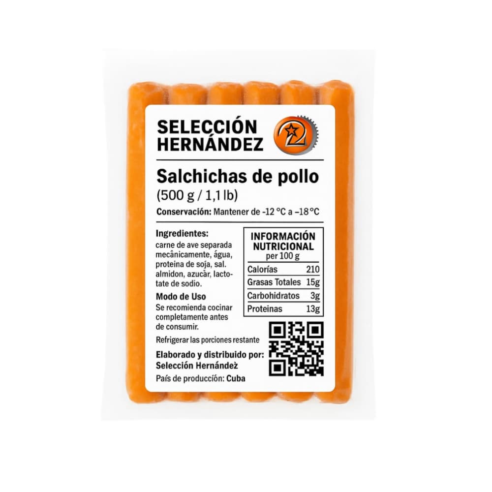 Salchichas de pollo Selección Hernández (500 g / 1.1 lb) - Imagen 1