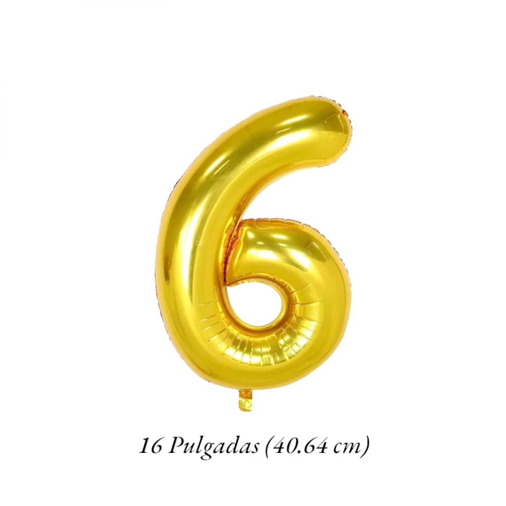 Globo dorado Número 6 - 16 pulgadas - - Miniatura 2