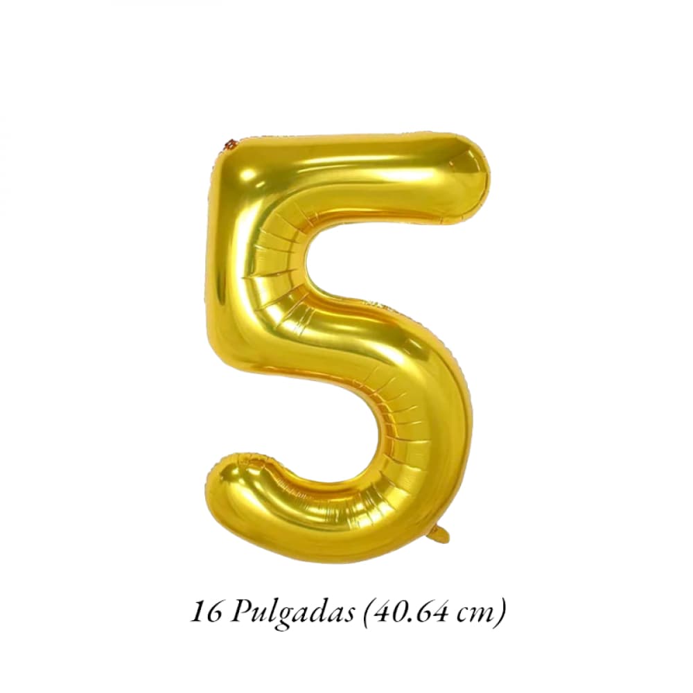 Globo dorado número 5 Balloon (16 pulgadas) - Miniatura 2
