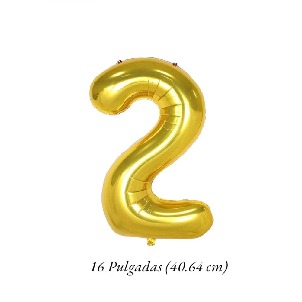 Globo dorado Número 2 Balloon (16 pulgadas) - Miniatura 2