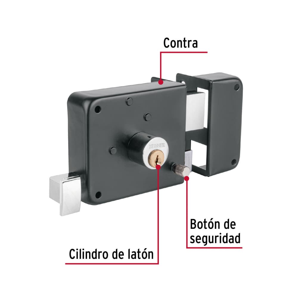 Cerradura de sobreponer derecha color negro mate Hermex CS-756D - Miniatura 2