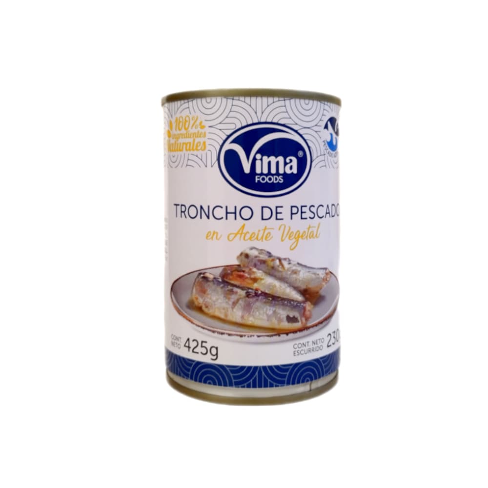 Troncho de pescado en aceite vegetal Vima Foods (425 g / 15 oz) - Imagen 1
