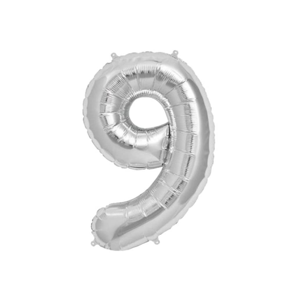 Globo plateado Número 9 Balloon (32 pulgadas) - Imagen 1