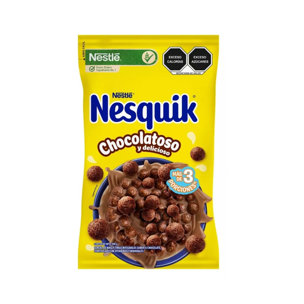 Cereal de maíz y trigo integrales sabor chocolate Nesquik Nestlé (100 g / 3.52 oz) - Imagen 1
