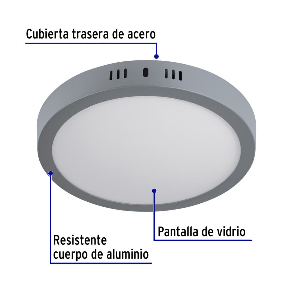 Luminario redondo gris LED 18 W Volteck PLA-216L - Miniatura 2