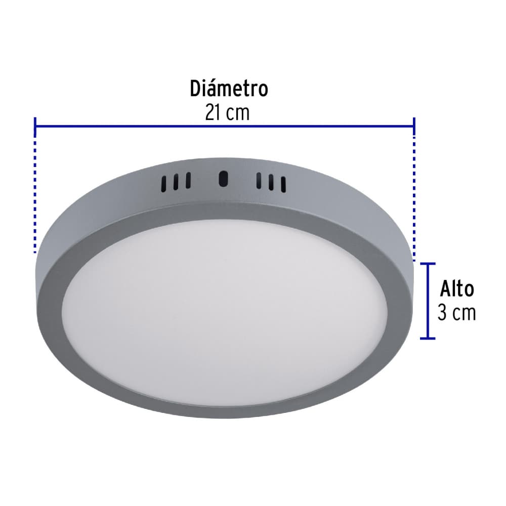 Luminario redondo gris LED 18 W Volteck PLA-216L - Miniatura 3