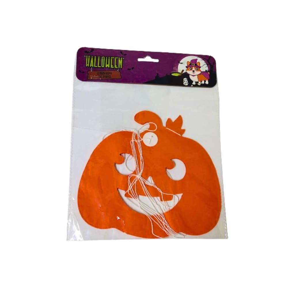 Guirnalda de papel Halloween diseño calabaza - Imagen 1