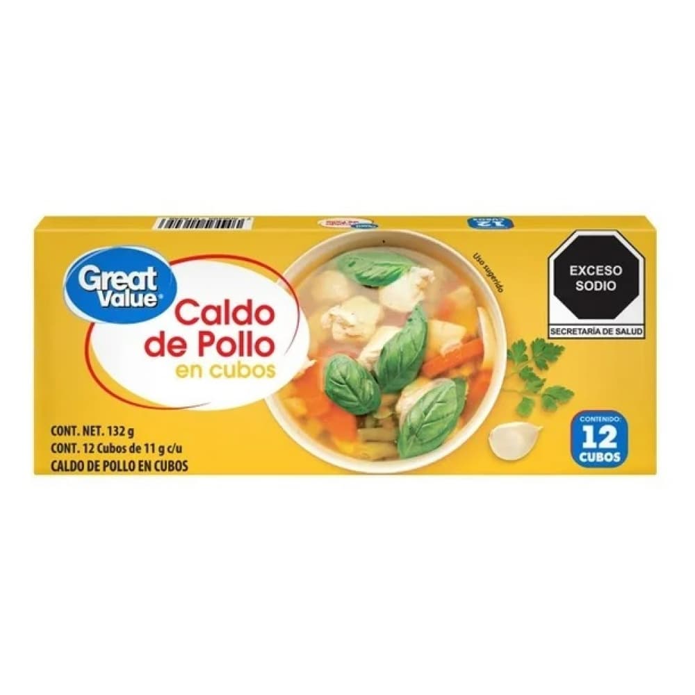 Caldo de pollo en cubos Great Value (132 g / 4.66 oz) - Imagen 1