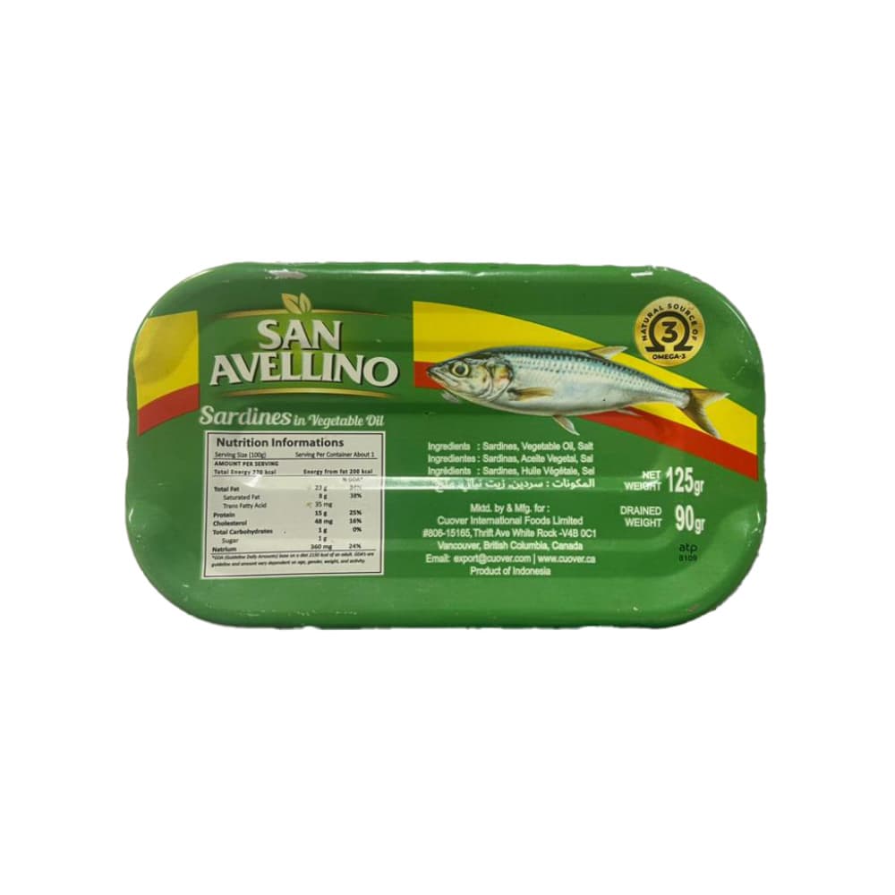 Sardinas en aceite vegetal San Avellino (125 g / 4.40 oz) - Miniatura 2