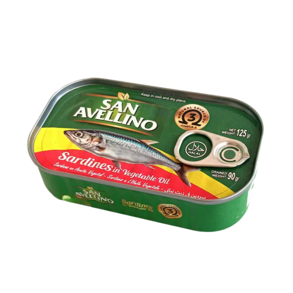 Sardinas en aceite vegetal San Avellino (125 g / 4.40 oz) - Imagen 1