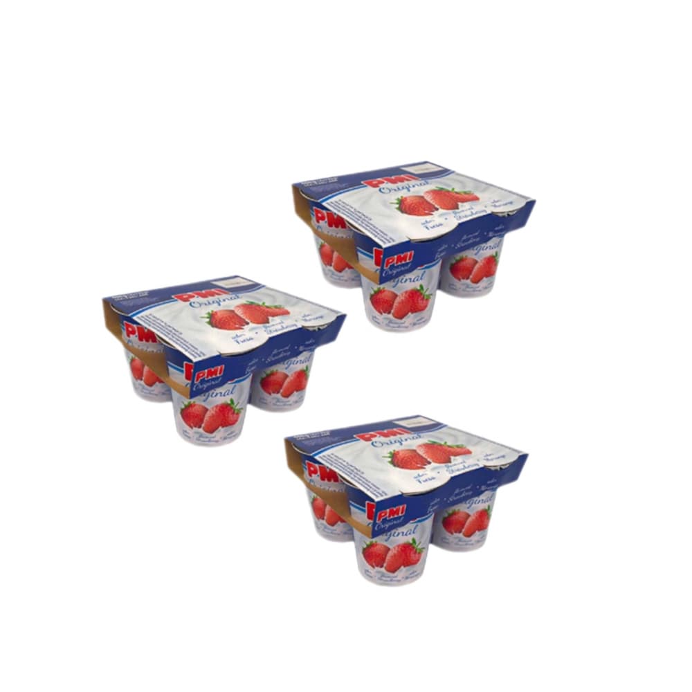Yogurt sabor fresa Pmi Original (12 x 120 g / 4.23 oz) - Imagen 1