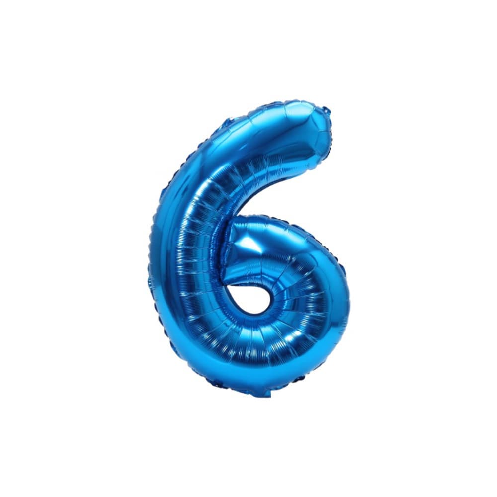 Globo azul número 6 Balloon (16 pulgadas) - Imagen 1