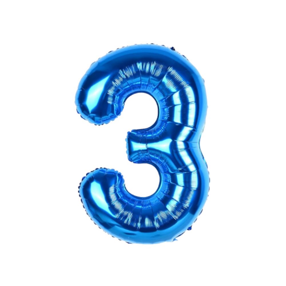 Globo azul número 3 Balloon (16 pulgadas) - Imagen 1