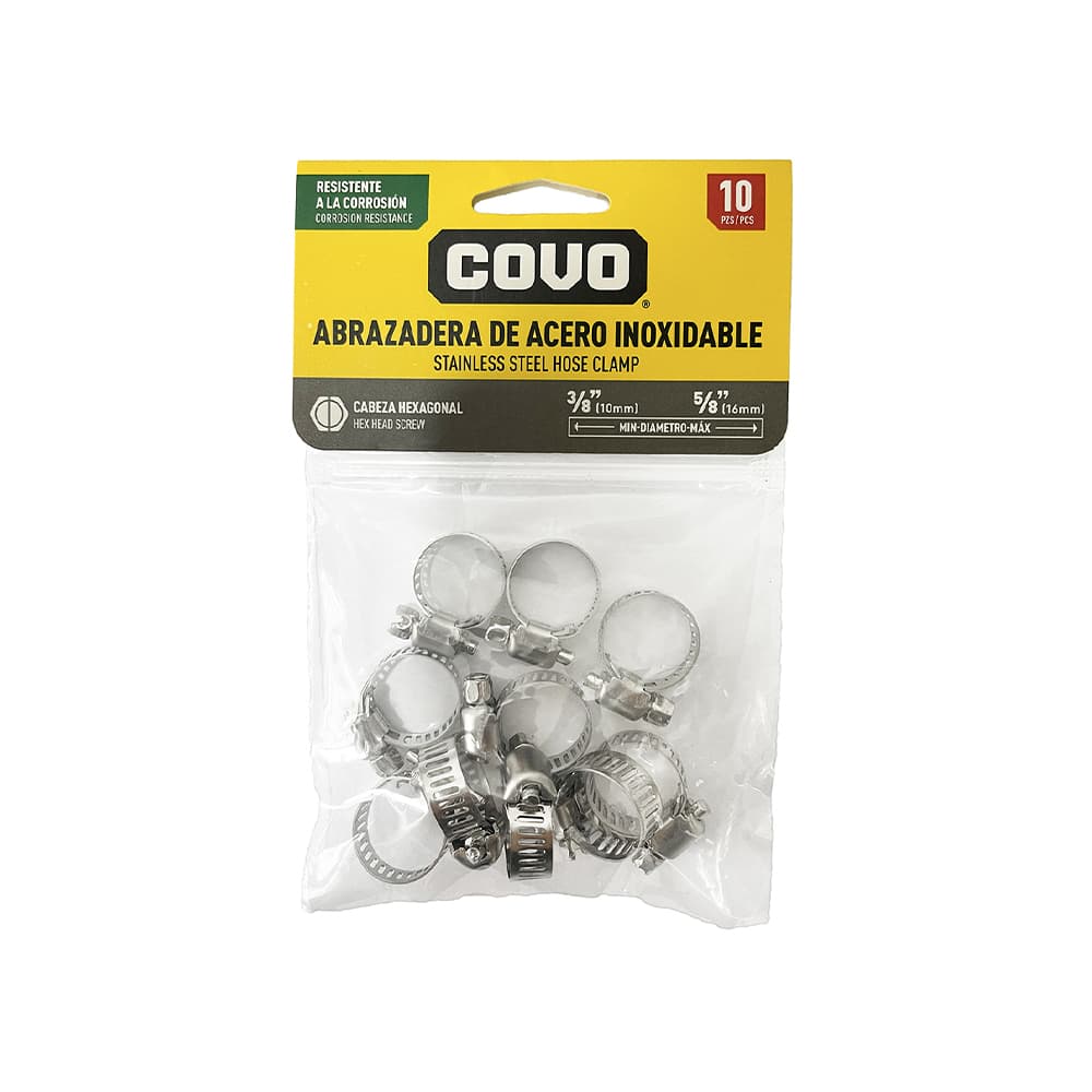 Abrazaderas de acero inoxidable 10mm-16mm (Bolsa 10 U) - Miniatura 1