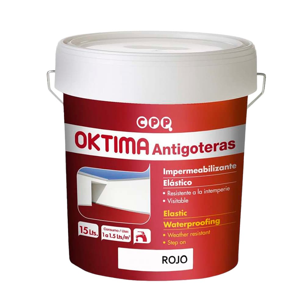 Impermeabilizante elástico exterior 15 L de color rojo Oktima - Imagen 1