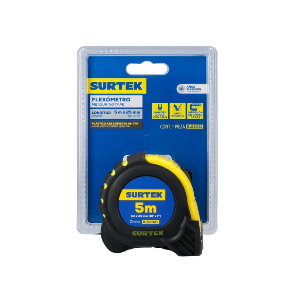 Flexómetro - Cinta métrica - con carcasa anti-impacto de 8 m Surtek B122082 - Miniatura 2
