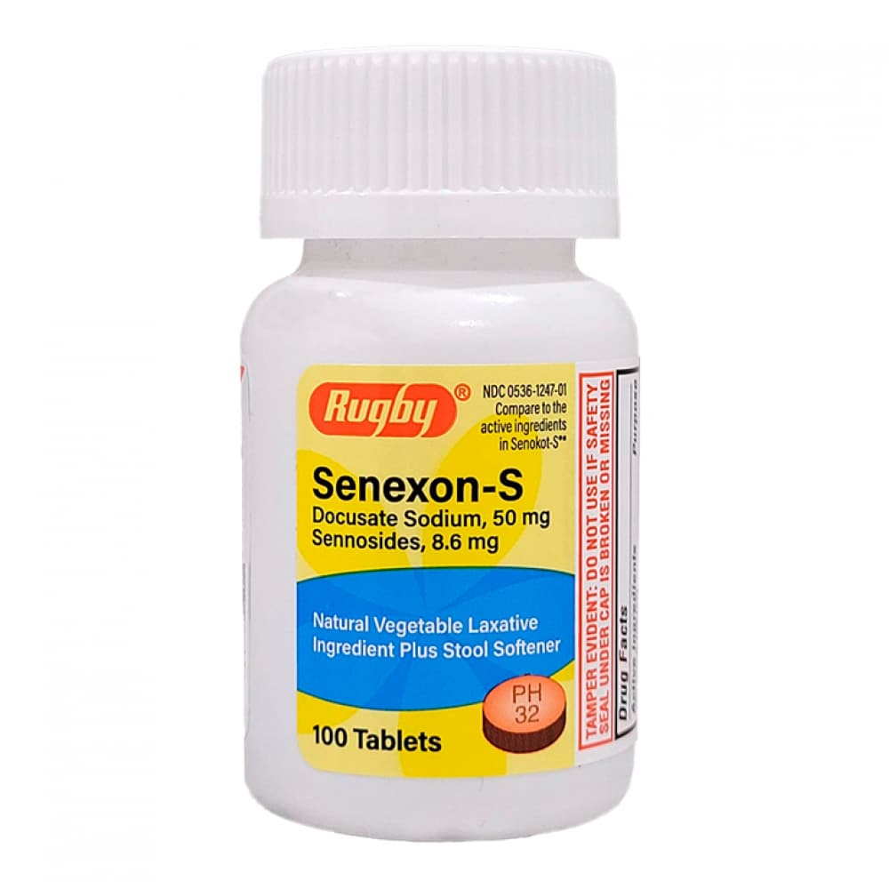 Senexon-S. Docusato de sodio 50 mg + Senósidos 8.6 mg Rugby (100 tabletas) - Imagen 1